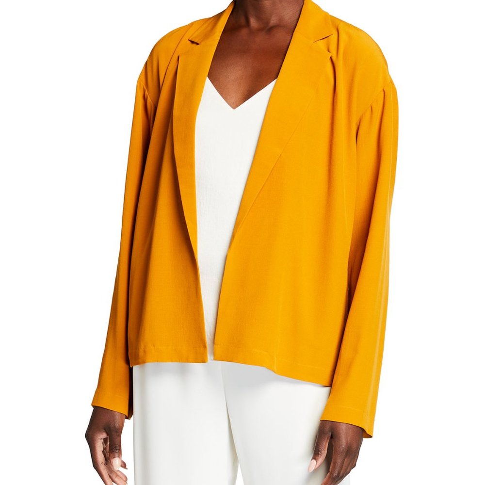 NWT Eileen Fisher Notch-Collar Boxy Crepe Jacket